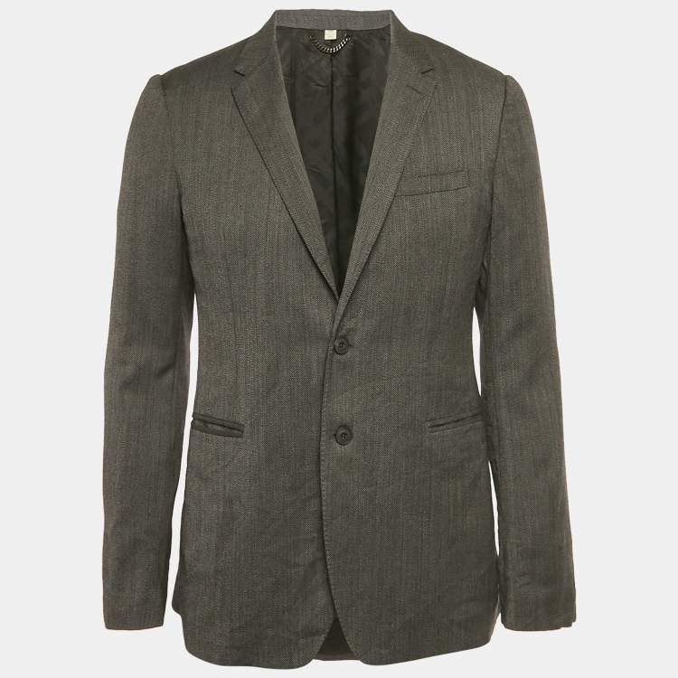 Pre Owned Burberry Black Wool Blazer L