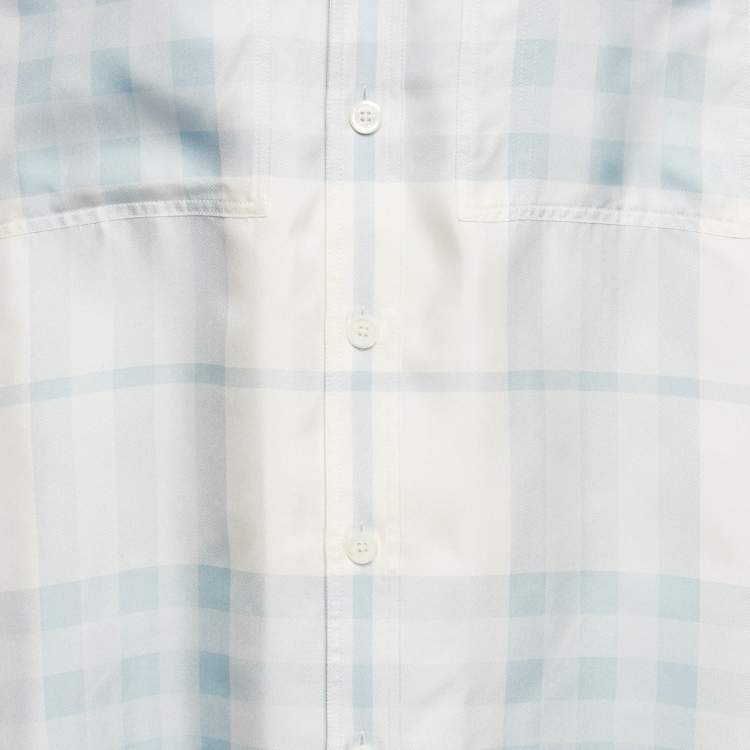 Pre Owned Burberry Blue Check Print Silk Shirt and Shorts Set XXL/XL