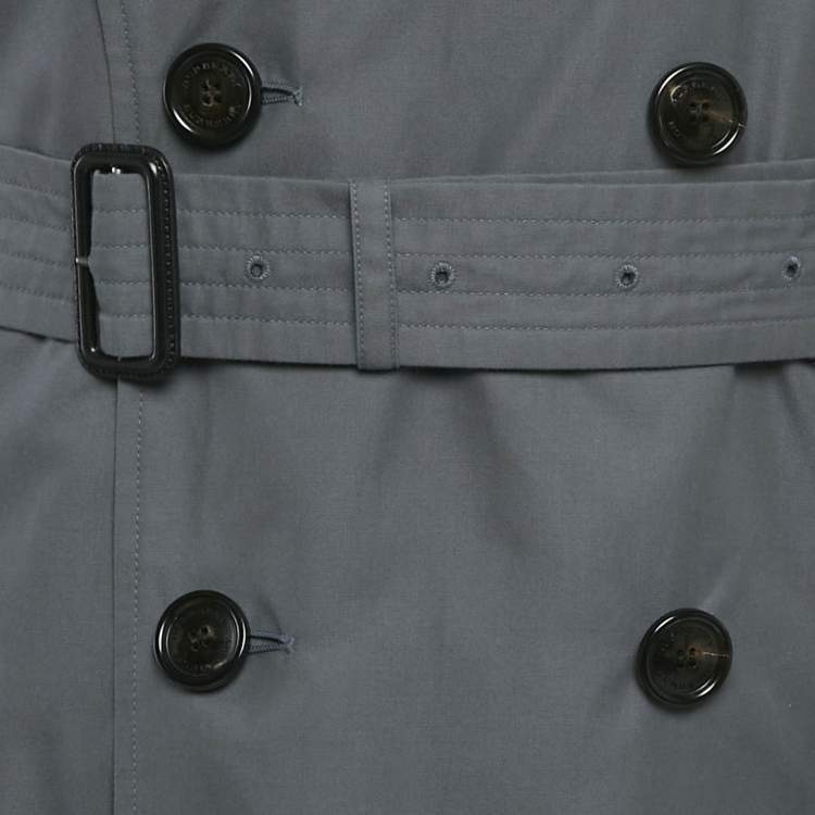 Pre Owned Burberry Grey Cotton Double Breasted Trench Coat M