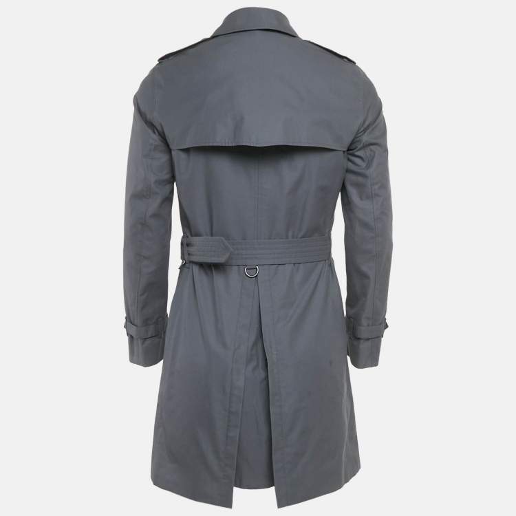 Pre Owned Burberry Grey Cotton Double Breasted Trench Coat M