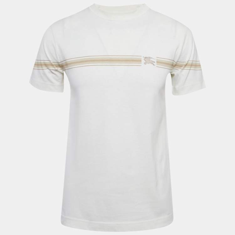 مملوكة مسبقًا Burberry White Cotton Short Sleeve T-Shirt XS