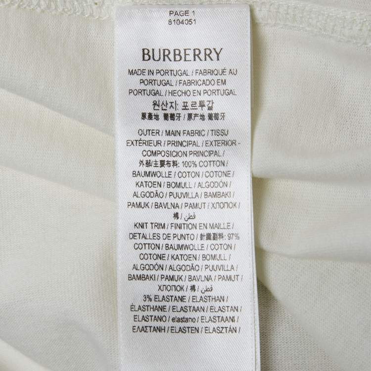مملوكة مسبقًا Burberry White Cotton Short Sleeve T-Shirt XS