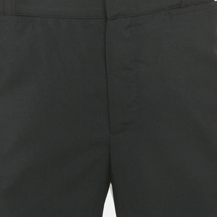 Pre Owned Burberry Black Wool & Logo Printed Knit Paneled Pants M