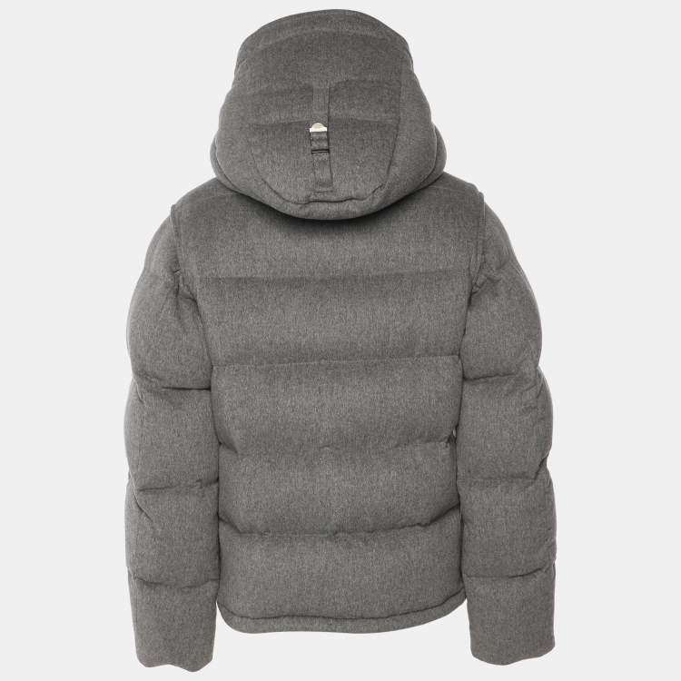 Pre Owned Burberry Grey Cashmere Quilted Detachable Sleeve Puffer Jacket S