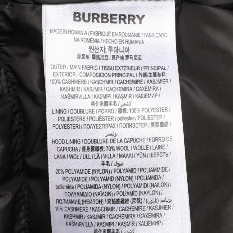 Pre Owned Burberry Grey Cashmere Quilted Detachable Sleeve Puffer Jacket S