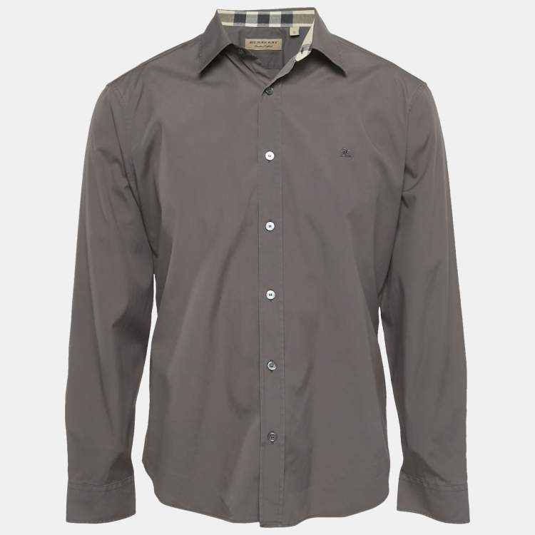 Pre Owned Burberry Grey Cotton Long Sleeve Shirt XL