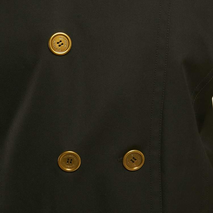 Pre Owned معطف بربري غاباردين أسود صدر مزدوج متوسط