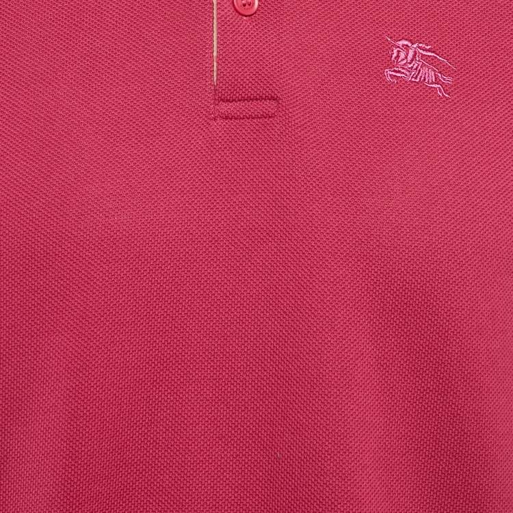 Pre Owned Burberry Pink Pique Polo T-Shirt M