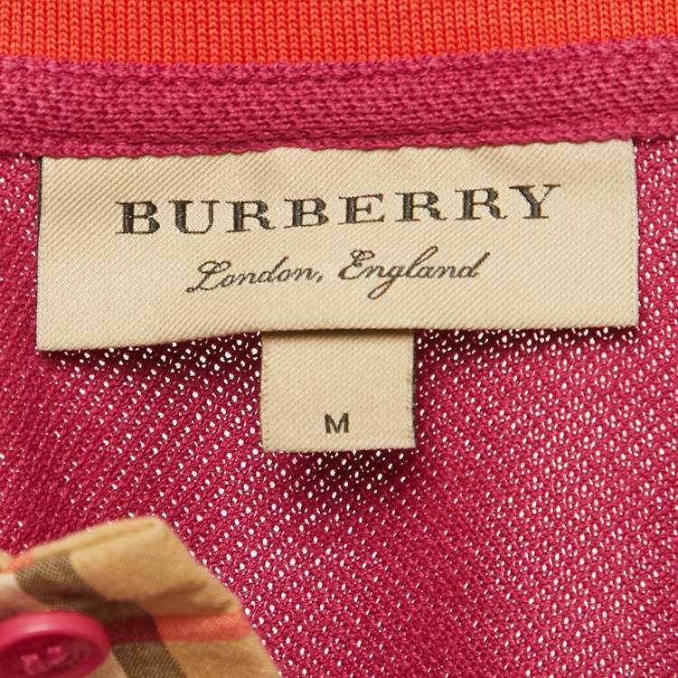 Pre Owned Burberry Pink Pique Polo T-Shirt M