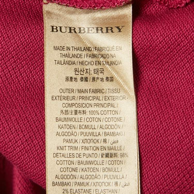 Pre Owned Burberry Pink Pique Polo T-Shirt M