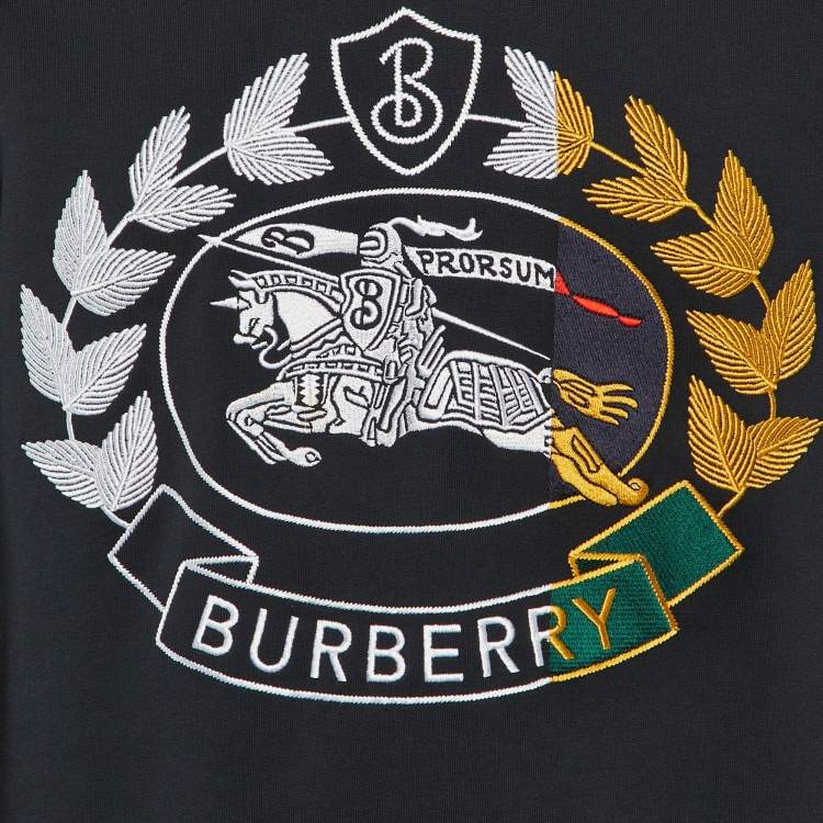 Pre Owned Burberry Midnight Blue Cotton Logo Embroidered Renshaw Sweatshirt S