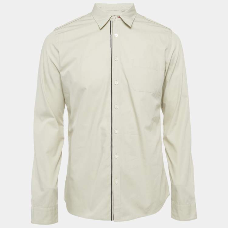 Pre Owned Burberry Grey Cotton Long Sleeve Shirt M