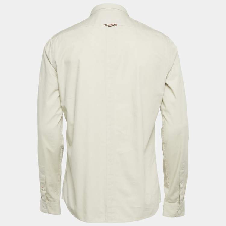 Pre Owned Burberry Grey Cotton Long Sleeve Shirt M