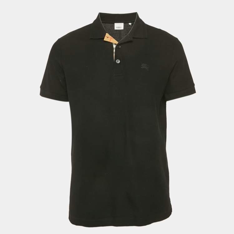 Pre Owned Burberry Black Pique Jersey Polo T-Shirt M
