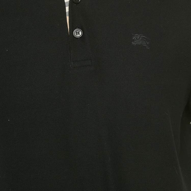 Pre Owned Burberry Black Pique Jersey Polo T-Shirt M