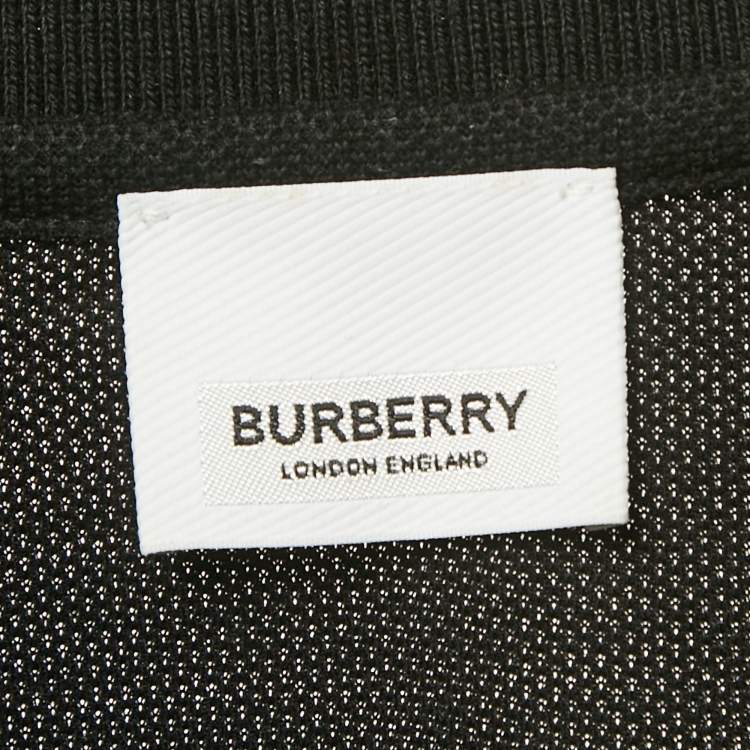 Pre Owned Burberry Black Pique Jersey Polo T-Shirt M