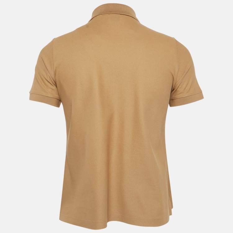 Pre Owned Burberry Brown Logo Embroidered Pique Polo T-Shirt M