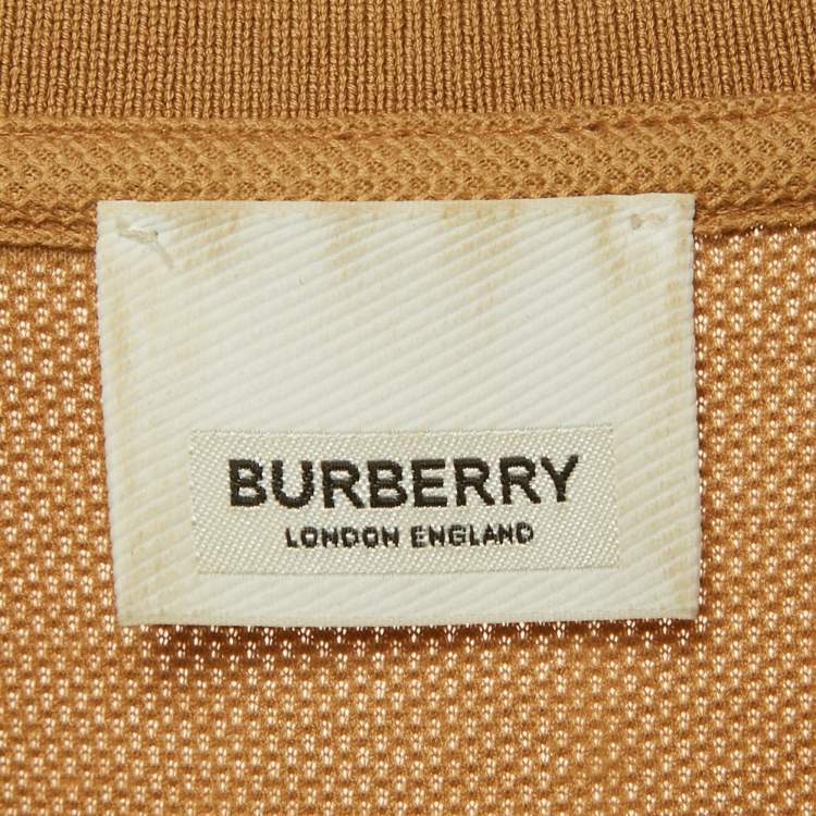 Pre Owned Burberry Brown Logo Embroidered Pique Polo T-Shirt M