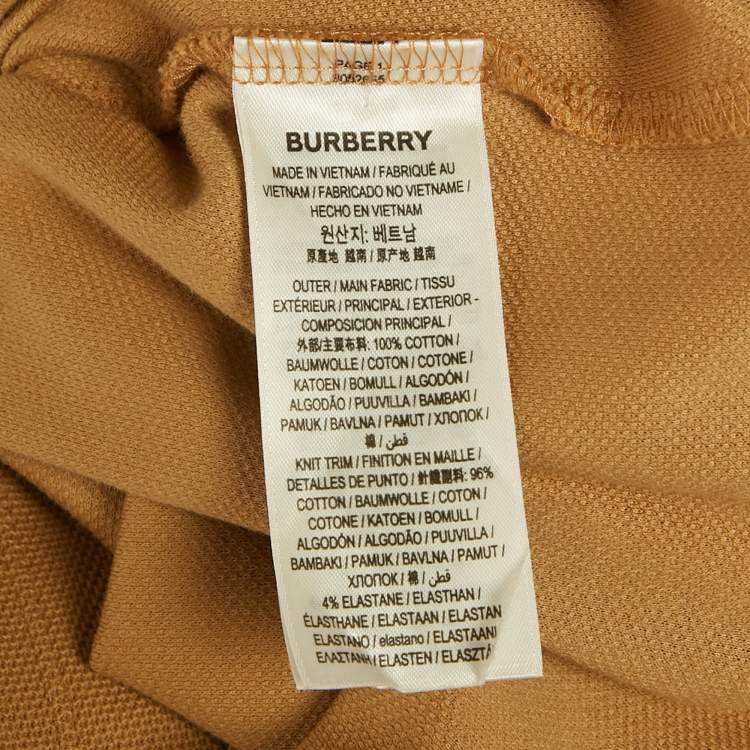 Pre Owned Burberry Brown Logo Embroidered Pique Polo T-Shirt M