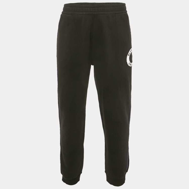 Pre Owned Burberry Black Logo Terry Applique Cotton Joggers XXL
