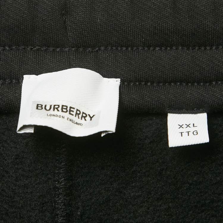 مملوكة مسبقًا Burberry Black Checks Trim Cotton Joggers XXL
