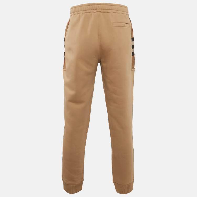 مملوكة مسبقًا Burberry Beige Checks Trim Cotton Joggers XXL