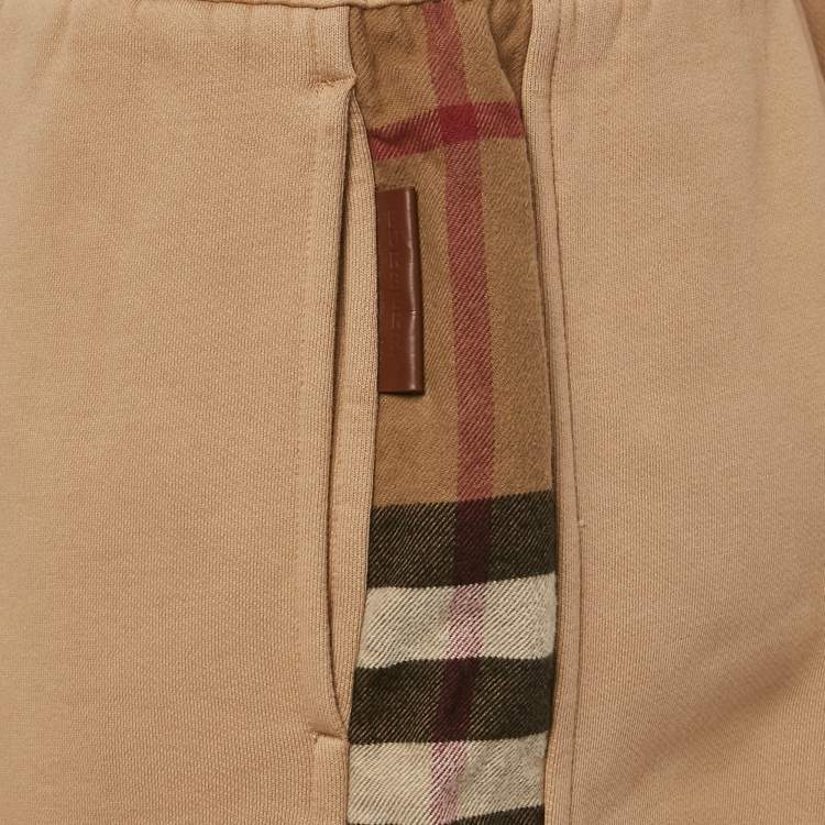 مملوكة مسبقًا Burberry Beige Checks Trim Cotton Joggers XXL