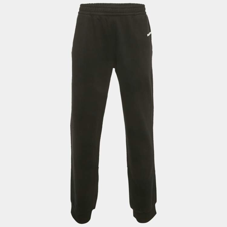 Pre Owned بنطلون قطن بطبعة شعار أسود بربري مقاس كبير جدًا جدًا (XXL)