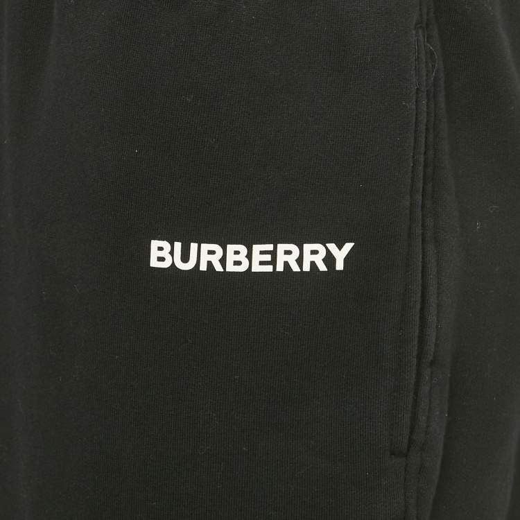 Pre Owned بنطلون قطن بطبعة شعار أسود بربري مقاس كبير جدًا جدًا (XXL)