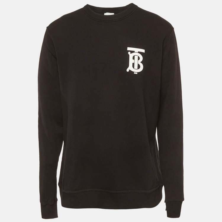 Pre Owned Burberry Black Jersey Dryden TB logo sweatshirt L