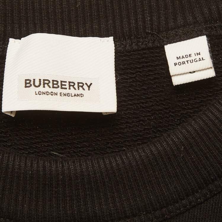 Pre Owned Burberry Black Jersey Dryden TB logo sweatshirt L
