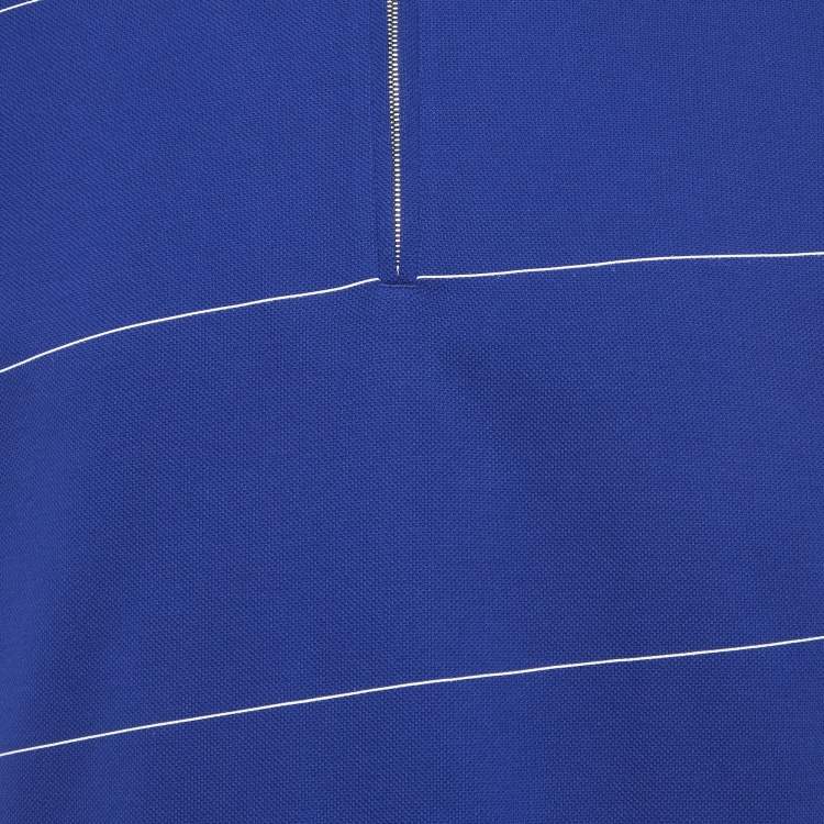 Pre Owned Burberry Blue Striped Pique Polo T-Shirt M