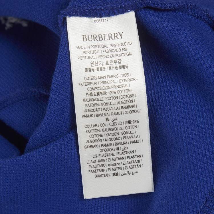 Pre Owned Burberry Blue Striped Pique Polo T-Shirt M