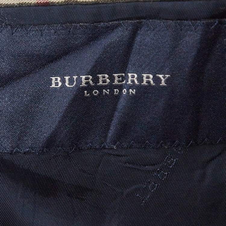 Pre Owned Burberry Vintage Navy Blue Pin Stripe Wool Regular Fit Blazer XXS