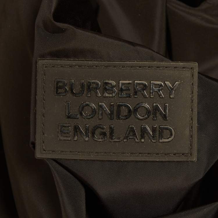 Pre Owned Burberry Black Check Synthetic Reversible Hooded Jacket XS