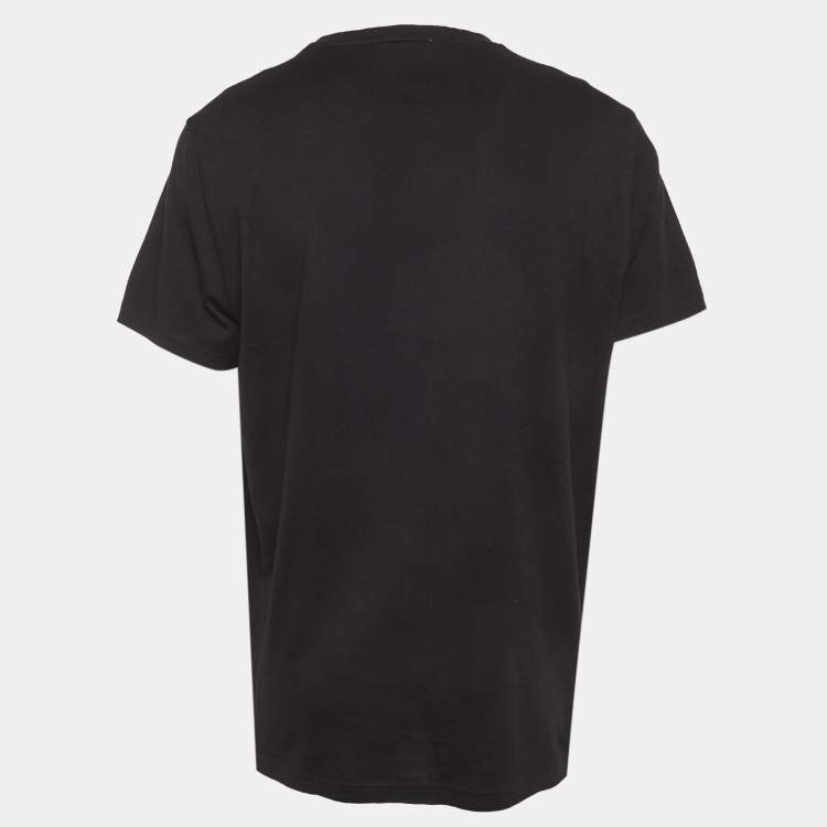 Pre Owned Burberry Black Logo Embroidered Cotton T-Shirt XL