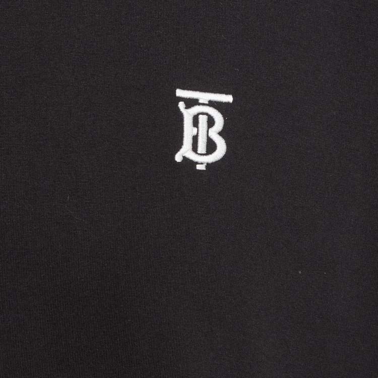 Pre Owned Burberry Black Logo Embroidered Cotton T-Shirt XL
