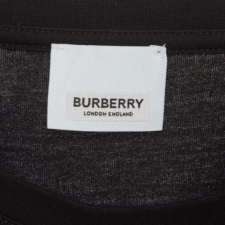 Pre Owned Burberry Black Logo Embroidered Cotton T-Shirt XL