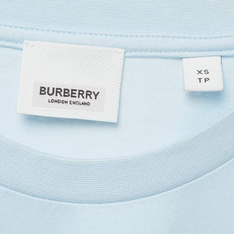 Pre Owned Burberry Blue Cotton Loose-Fit T-Shirt XS