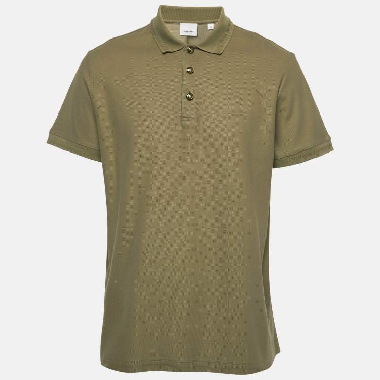 Pre Owned Burberry Military Green Pique Polo T-Shirt XL