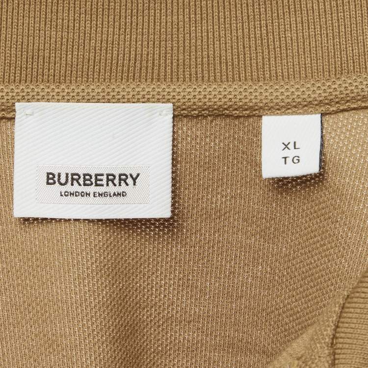 Pre Owned Burberry Brown Pique Polo T-Shirt XL