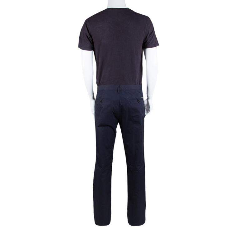 Pre Owned Burberry Brit Navy Blue Cotton Regular Fit Pants XXL