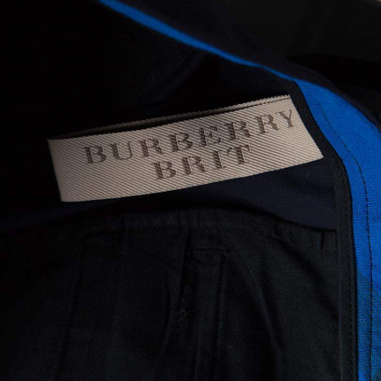 Pre Owned Burberry Brit Navy Blue Cotton Regular Fit Pants XXL