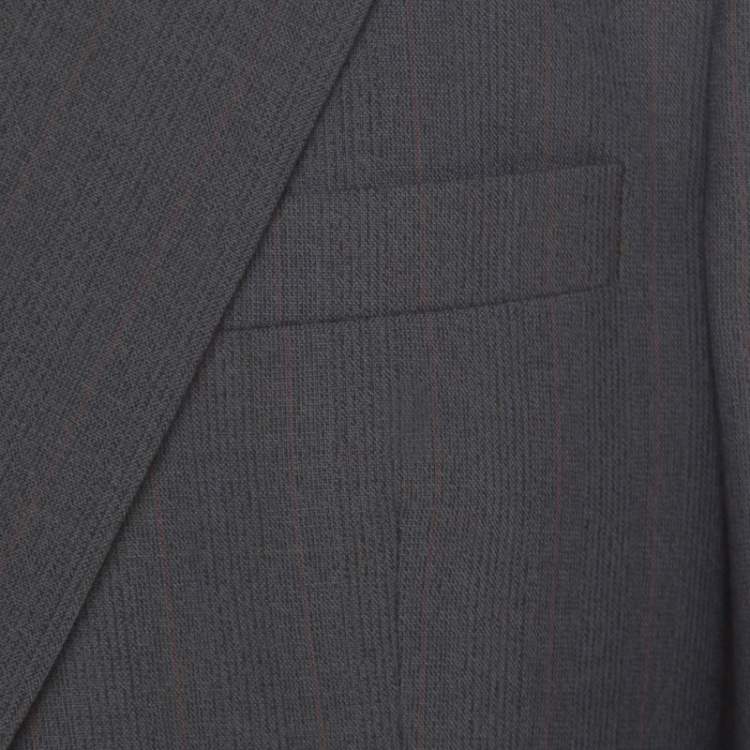 Pre Owned Burberrys Grey Patterned Wool Suit XL