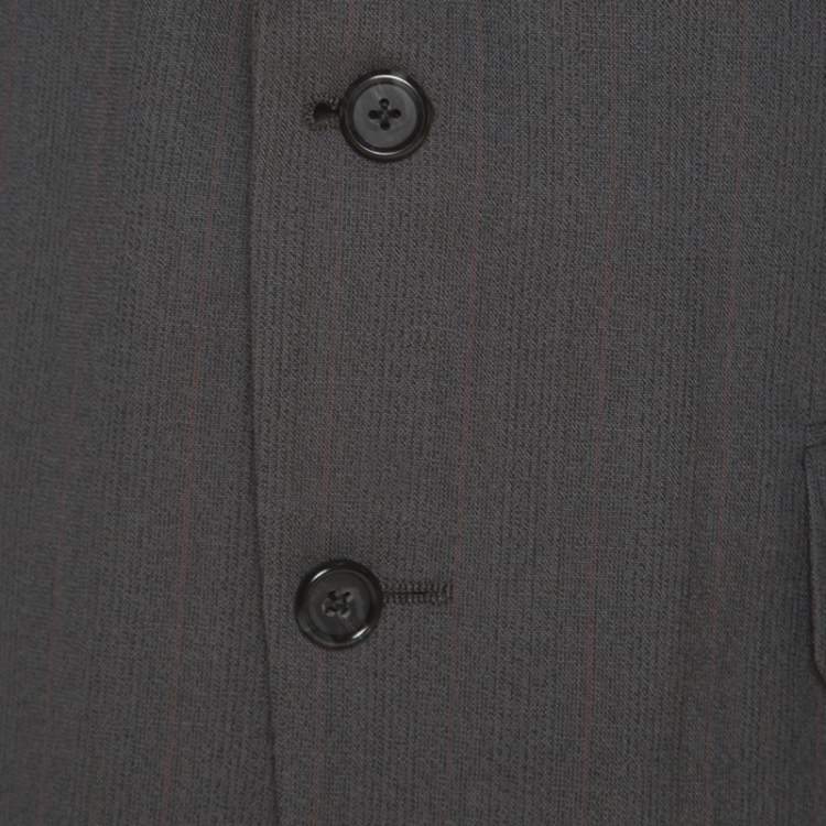 Pre Owned Burberrys Grey Patterned Wool Suit XL
