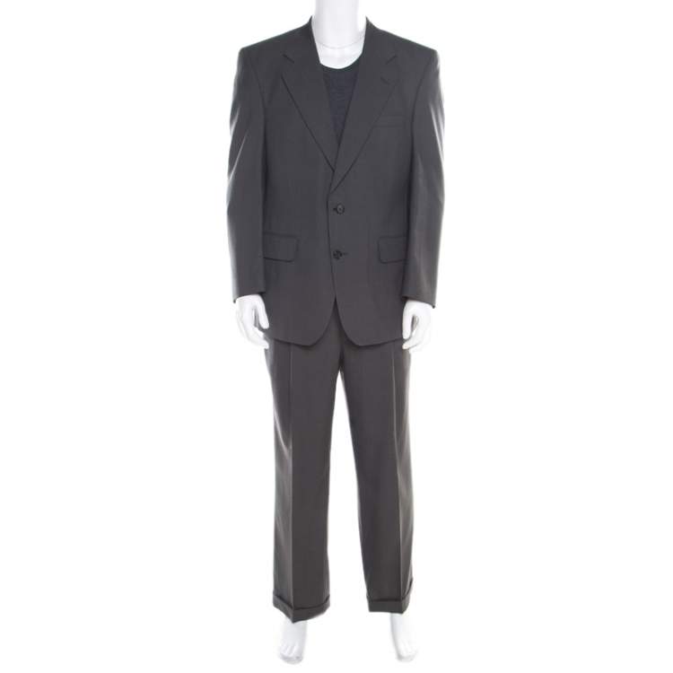 Burberrys Grey Patterned Wool Suit XL Burberry | The Luxury Closet