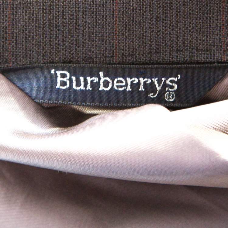 Pre Owned Burberrys Grey Patterned Wool Suit XL