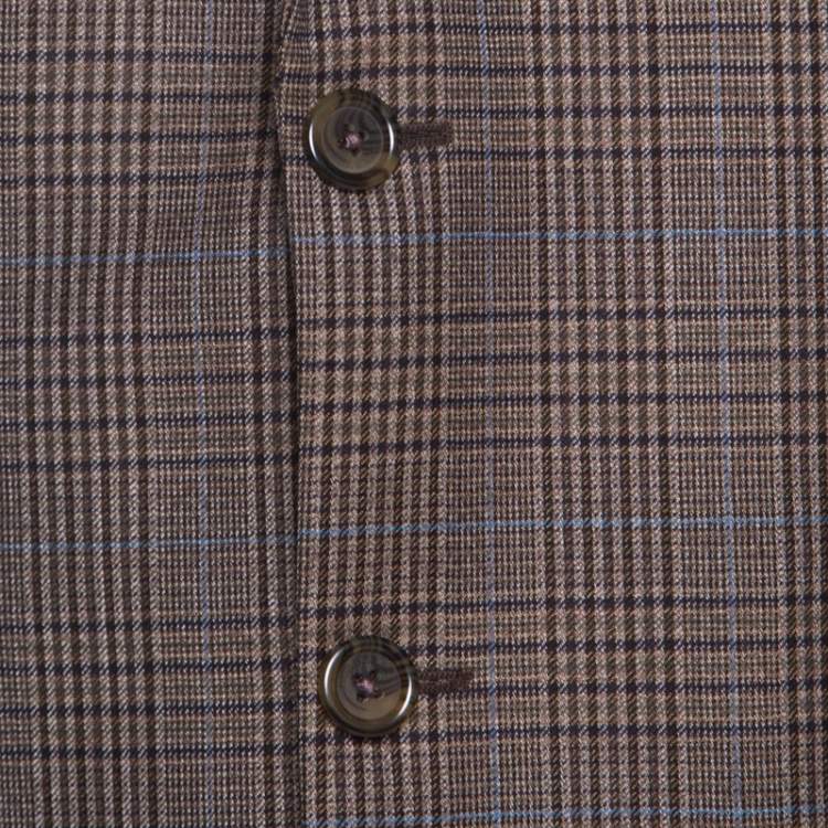 Pre Owned Burberry Brown Checked Wool Tailored Kensington Blazer L