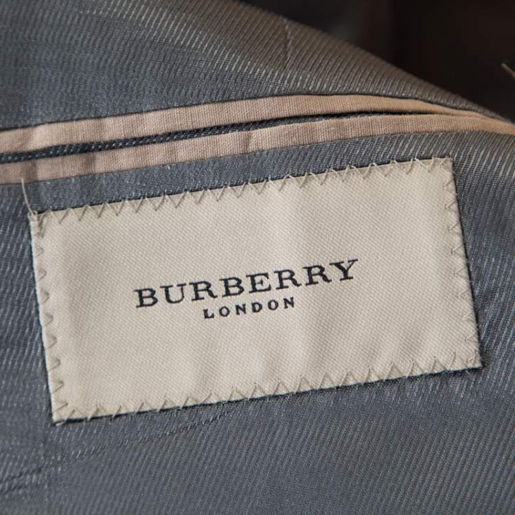 Pre Owned Burberry Grey Melange Wool Tailored Blazer L