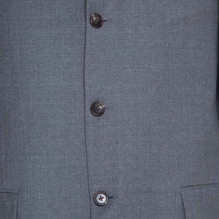 Pre Owned Burberry Grey Melange Wool Tailored Blazer L